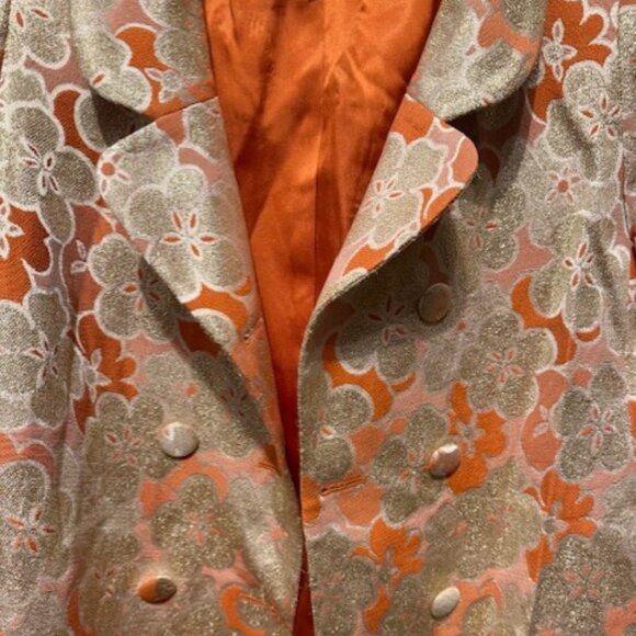 Vintage Silk Brocade Gold Floral Double Breasted Coat / Jacket (1960’s inspired) - Picture 10 of 16